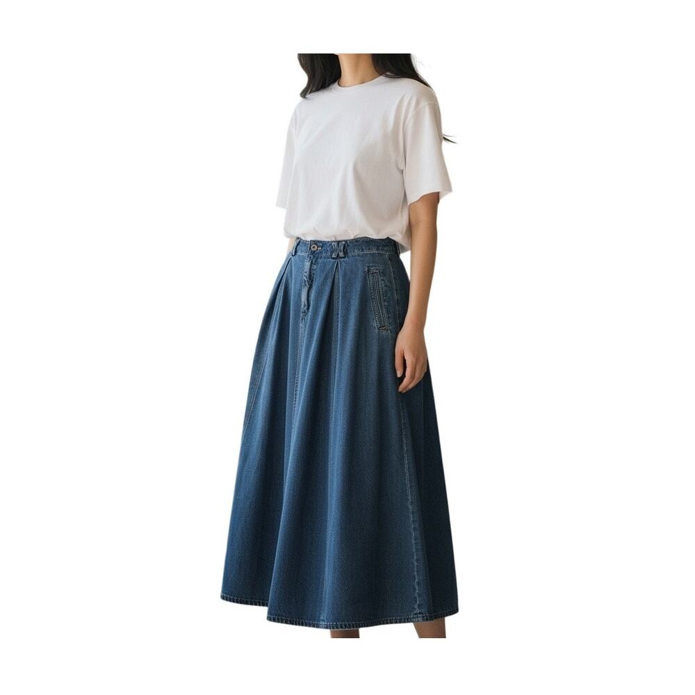 Vintage LizWear 1970s Jean Pleated Size 14 Jean Skirt